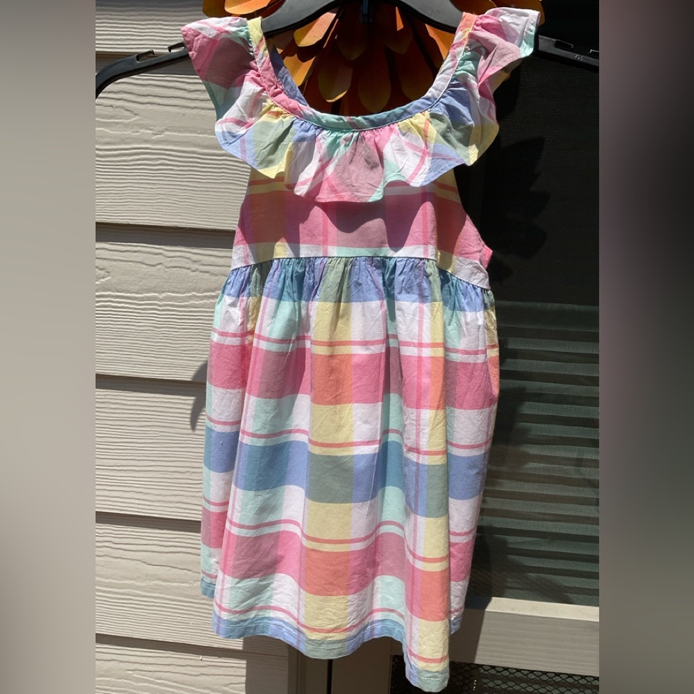 Tommy Bahama Colorful Plaid Ruffle  Girls Dress size 7